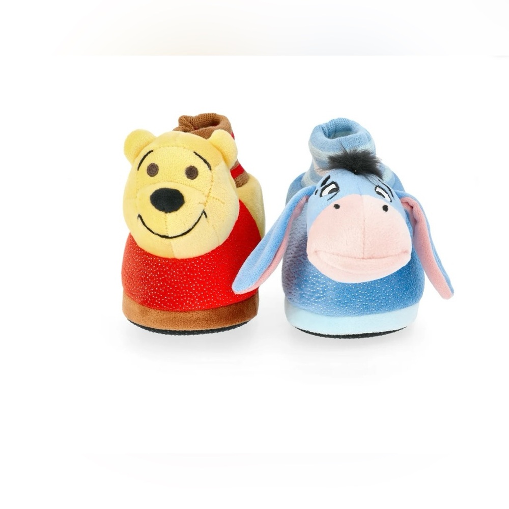 NWT Disney Winnie the Pooh & Eeyore Toddler Slippers Size 9/10 Plush Cozy Cute
